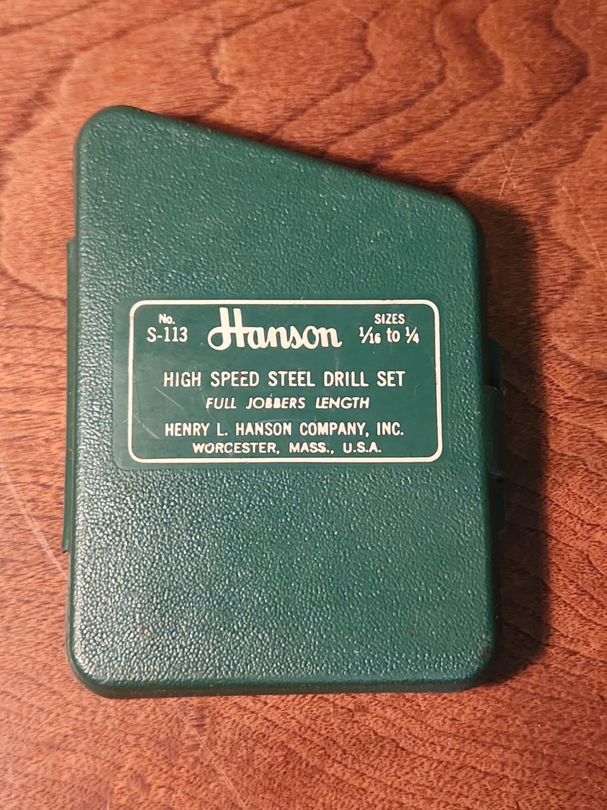 Hanson High Speed Steel Drill Set Full Jobbers Length S-113 Sizes 1/16″ to 1/4″