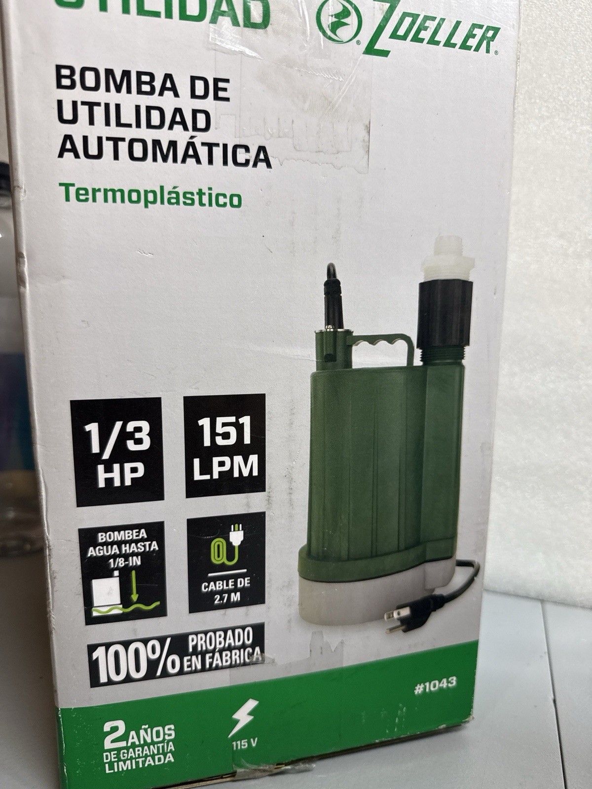 Zoeller 1043 Automatic Utility Pump 1/3 HP 40 GPM 115V Open Box New