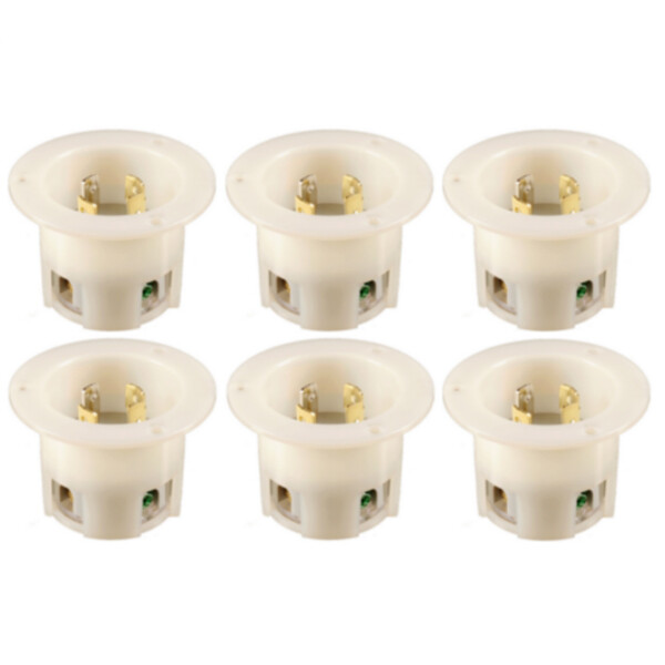 Grounding Locking Flanged Inlet, 30A 125/250V AC, NEMA L14-30 (Pack of 6)