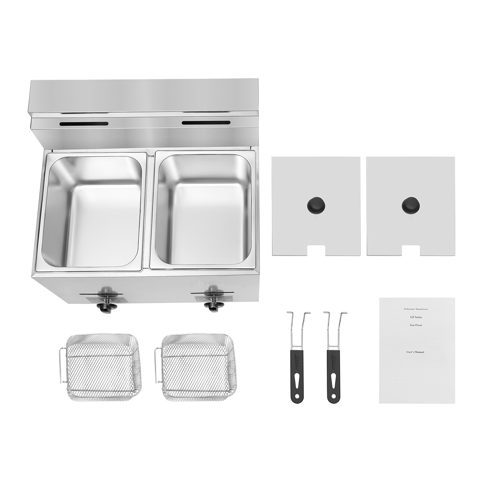 12L Commercial Propane Deep Fryer Countertop Gas Fryer & 2Baskets LPG + 2 Lids