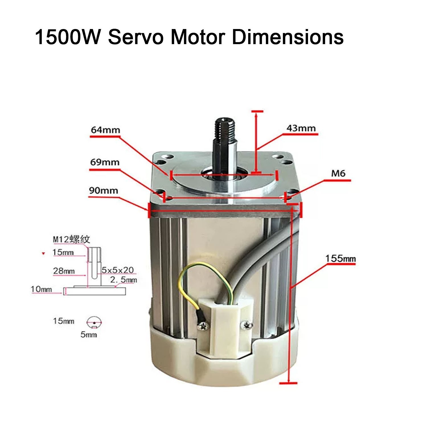 『US』AC110v with Threaded Shaft Brushless Servo Motor +Servo Speed Controller