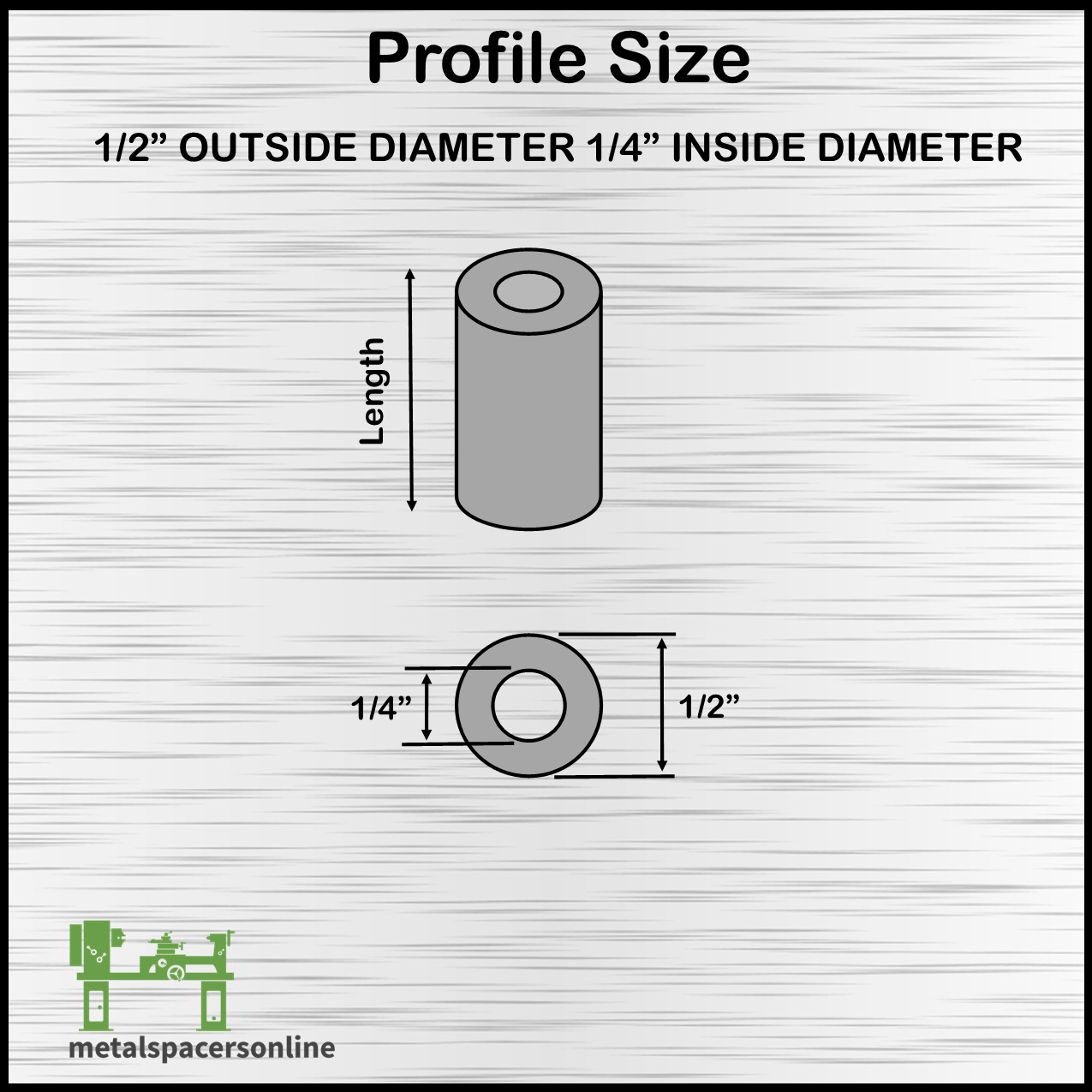 New Mild Steel Spacer Bushing 1/2″ OD x 1/4″ ID–Fits M6 or 1/4″ Bolts