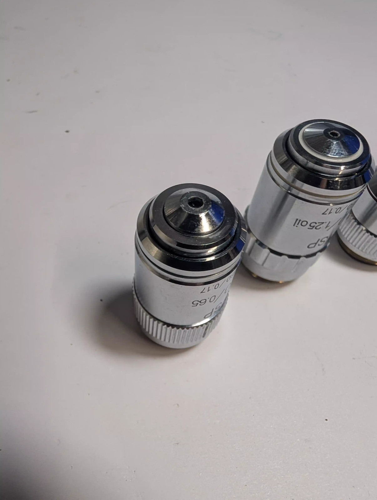 Set of 4 SP Microscope Objective Lenses: 4x, 10x, 40x, 100x Oil