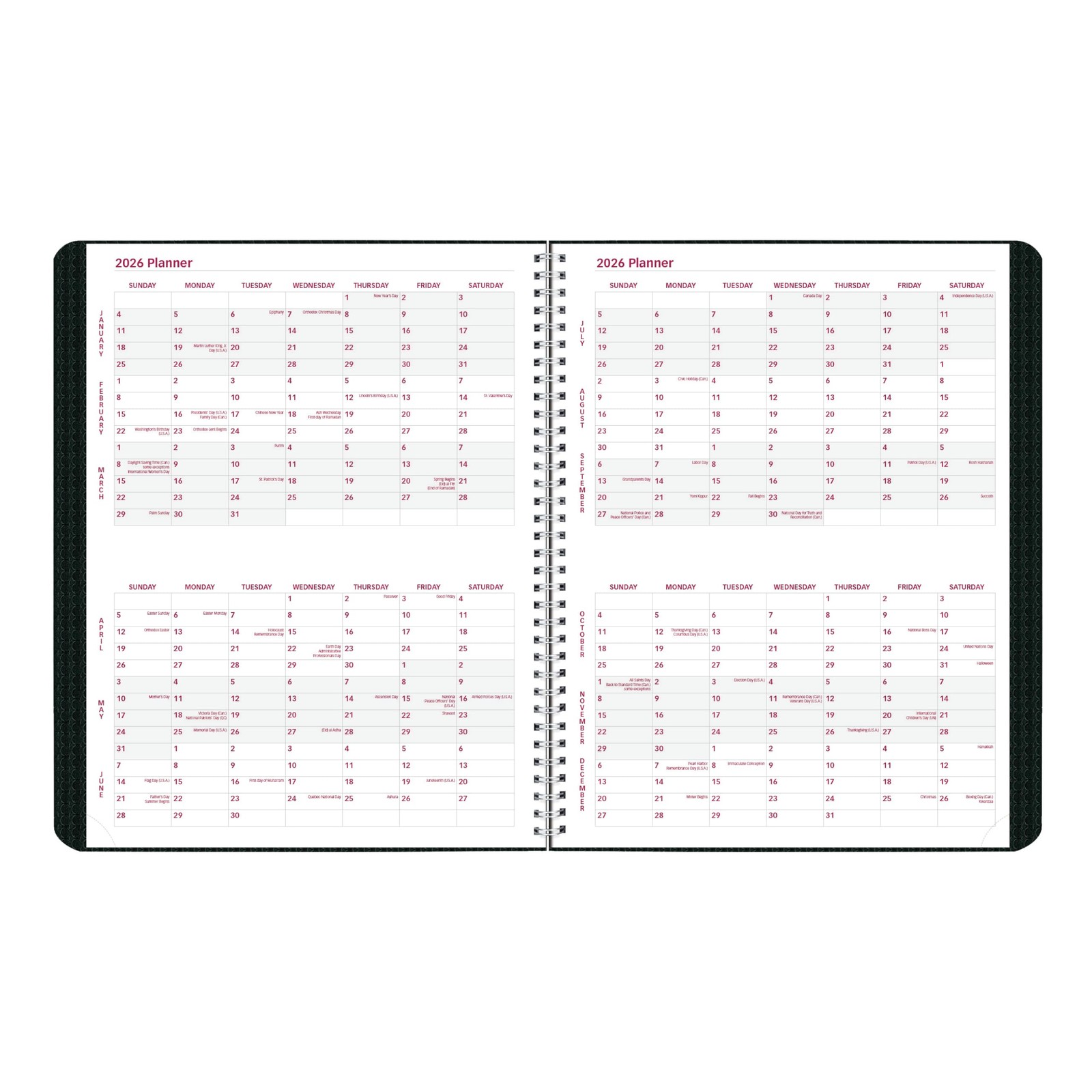 Brownline® 2026 DuraFlex Monthly Planner, 14 Months, December 2025 to Black