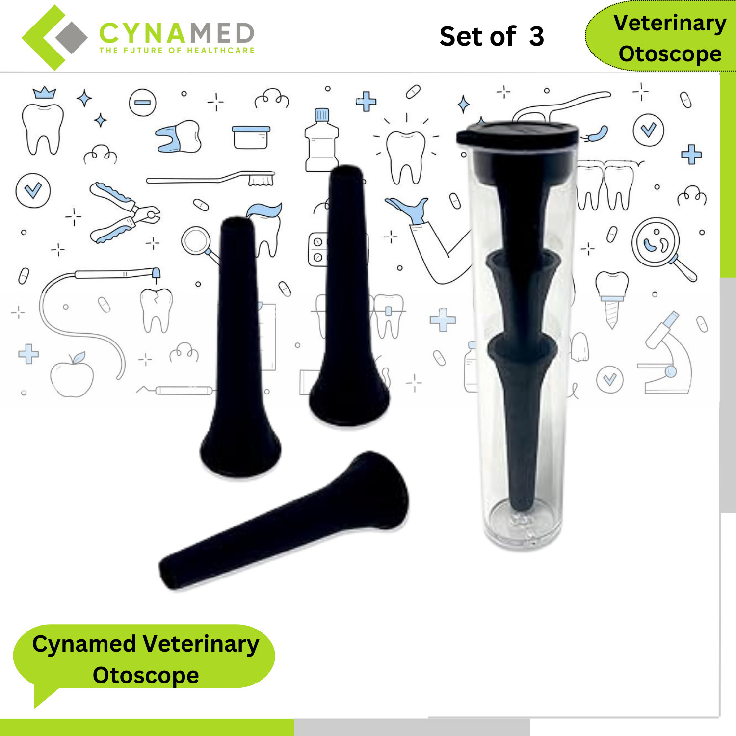 Cynamed Veterinary Otoscope Cover Otoscope Specula Tips Plastic Speculum 3 Units
