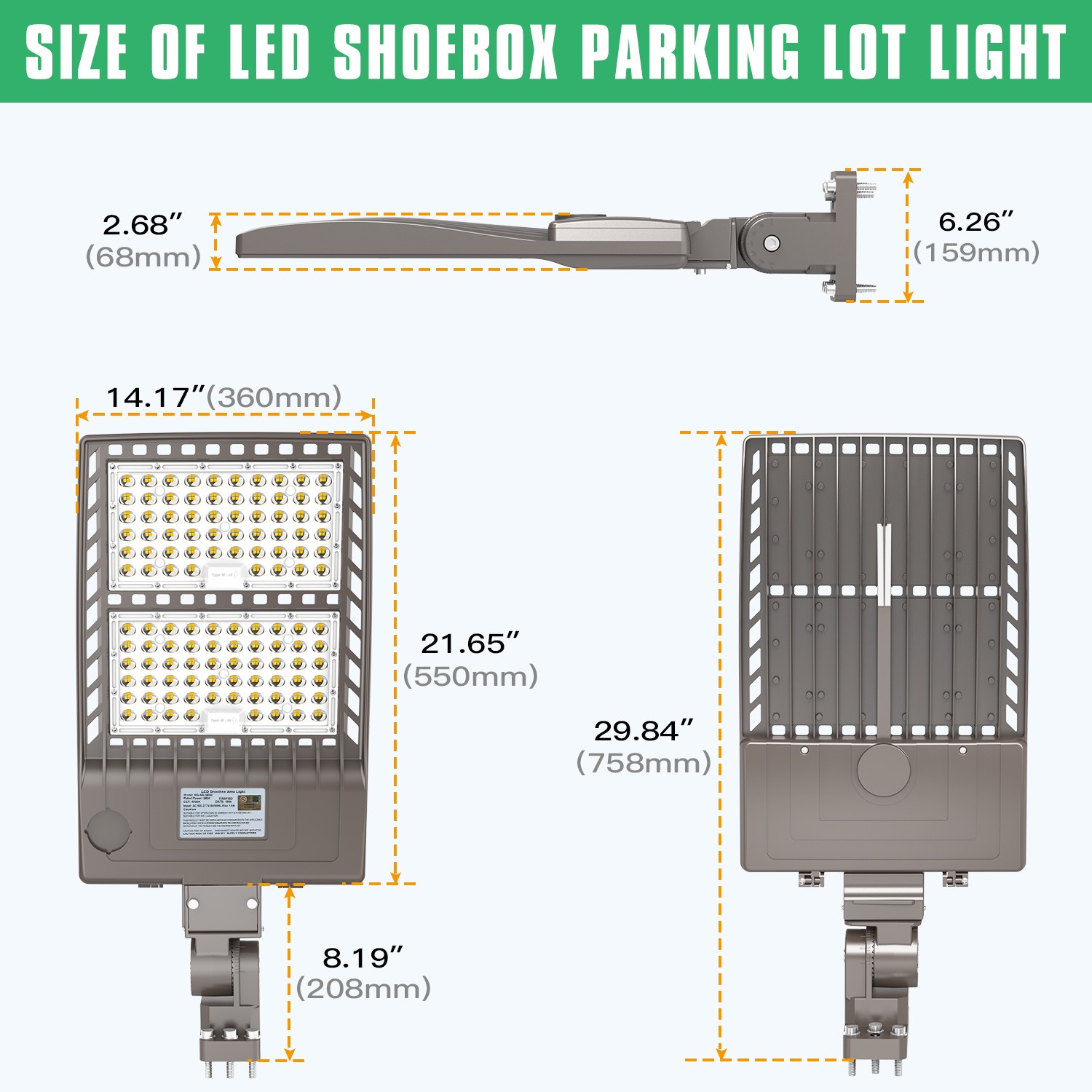 320W LED Parking Lot Light Fixtures Commercial Shoebox Pole Lights 5000K 33600LM