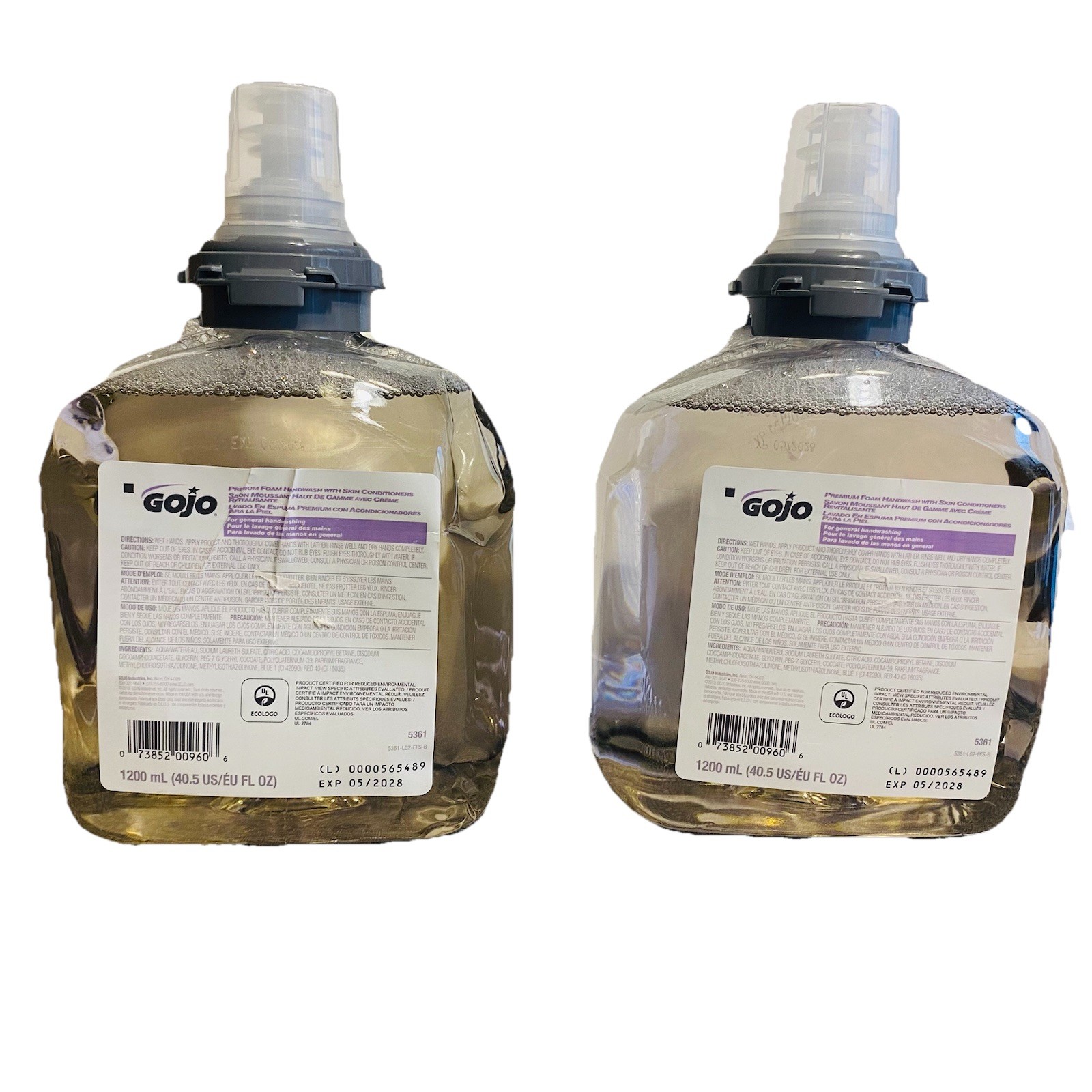2x GOJO 5361 Premium Foam Handwash Refill 1200mL (40.5oz) Exp 05/2028