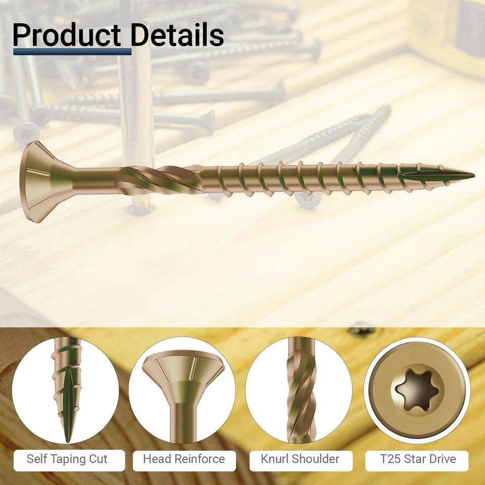 Deck Screws 3-1/2 Inch, #10 x 3-1/2, 5lb, 285Pcs Rust Resistant, Brown Epoxy