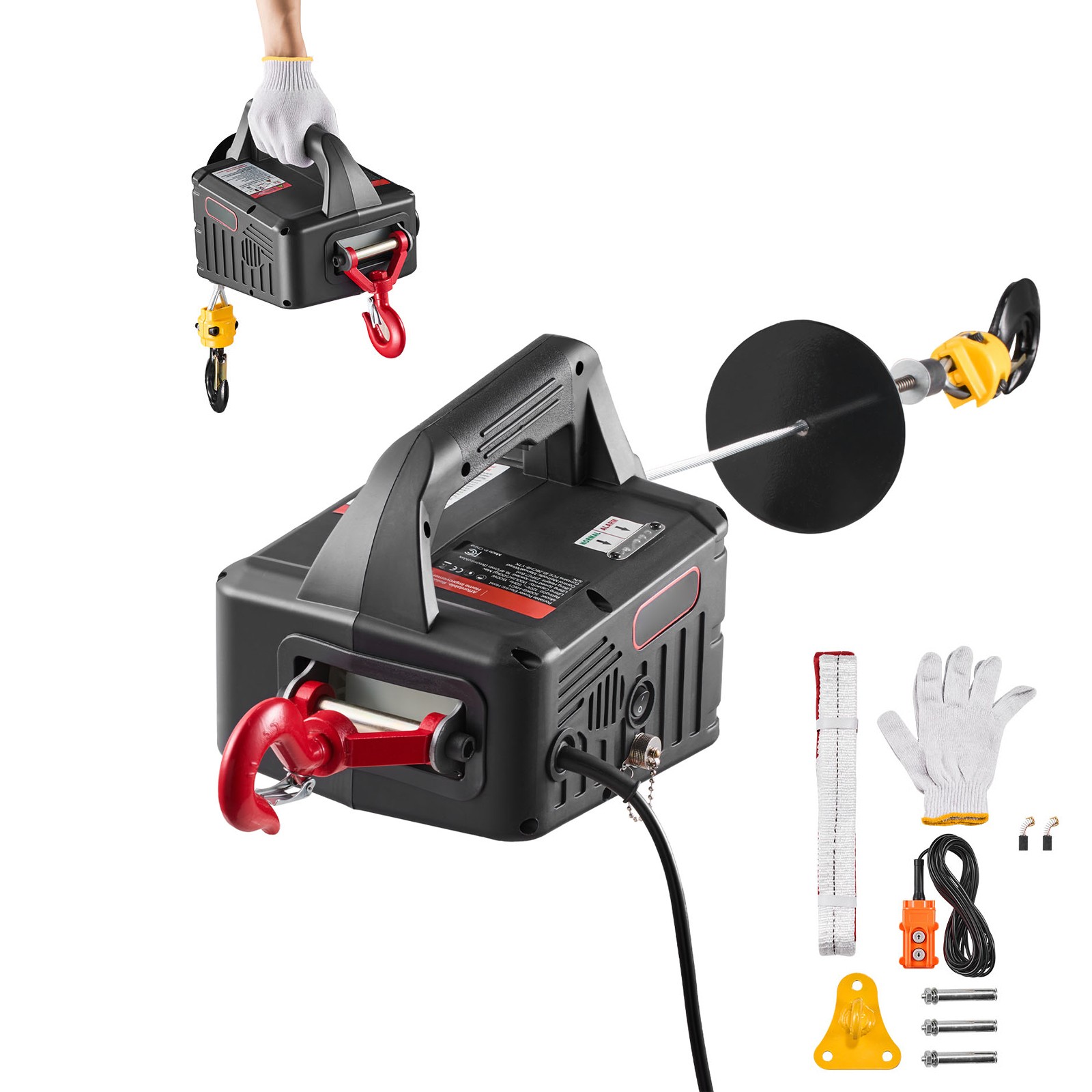 Uimoso 2-in-1 Electric Hoist Winch with Wired Remote Control, 1100 lbs Capacity