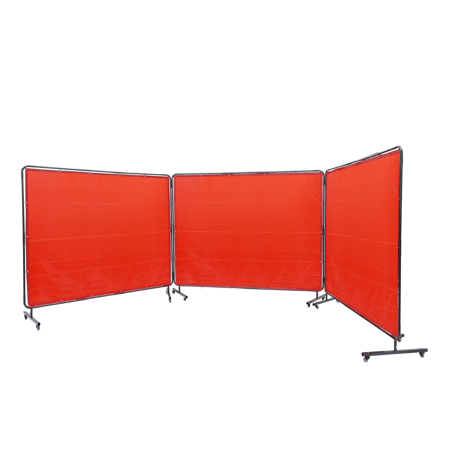 VEVOR Welding Screen with Frame 3 Panel 6′ x 8′ Welding Curtain Screen 12 Wheels