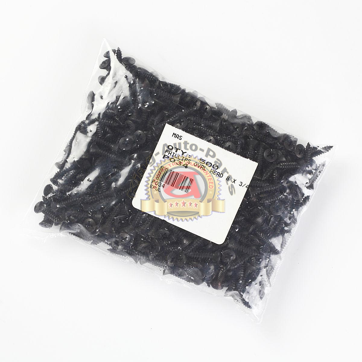 Phillips Oval Head Black Oxide Sheet Metal Screws #8 x 3/4» 500