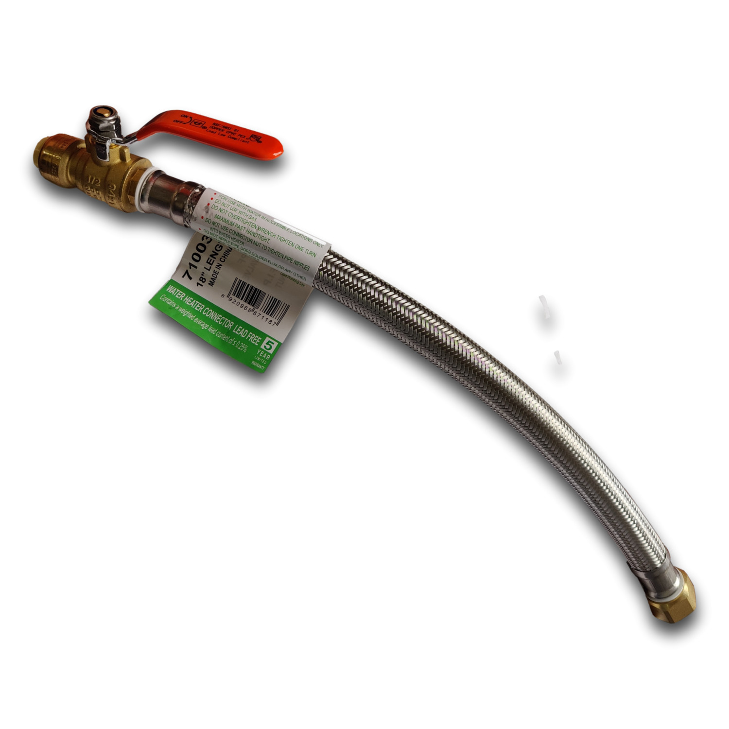2 Pcs. XFITTING 1/2″ Push Fit Valve Flexible Water Heater Hose, 3/4 FIP 18 Inch