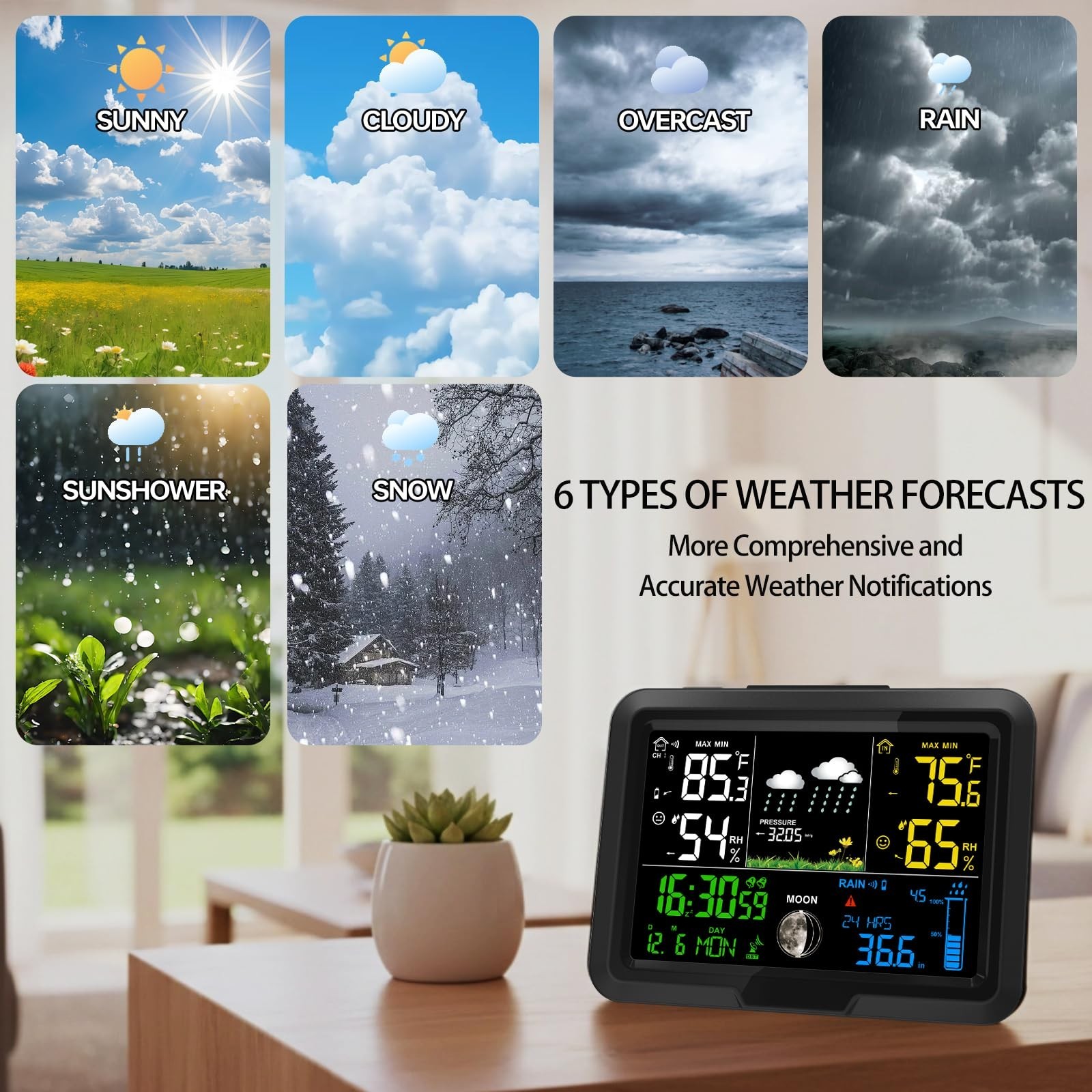 Digital Wireless Rain Gauge Outdoor, Home Weather Station Wireless Indoor Out…