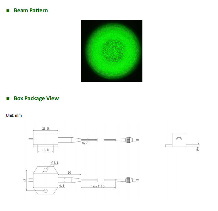 MultiMode 520nm/525nm Fiber Coupled Laser Diode Fiber Core Diamete 50μm/100μm