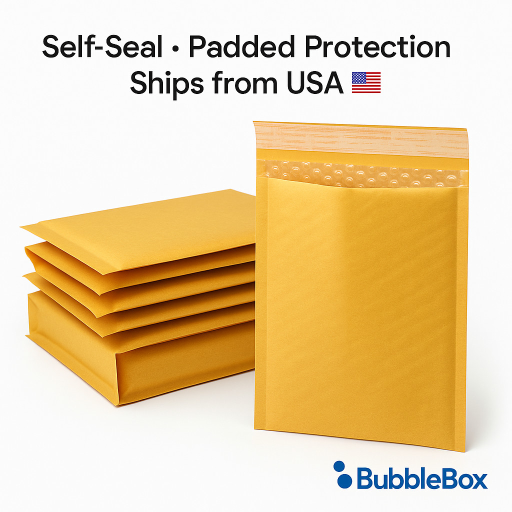 #000 4×8 Kraft Bubble Padded Envelopes Mailers Yellow Shipping Bags Bubblebox