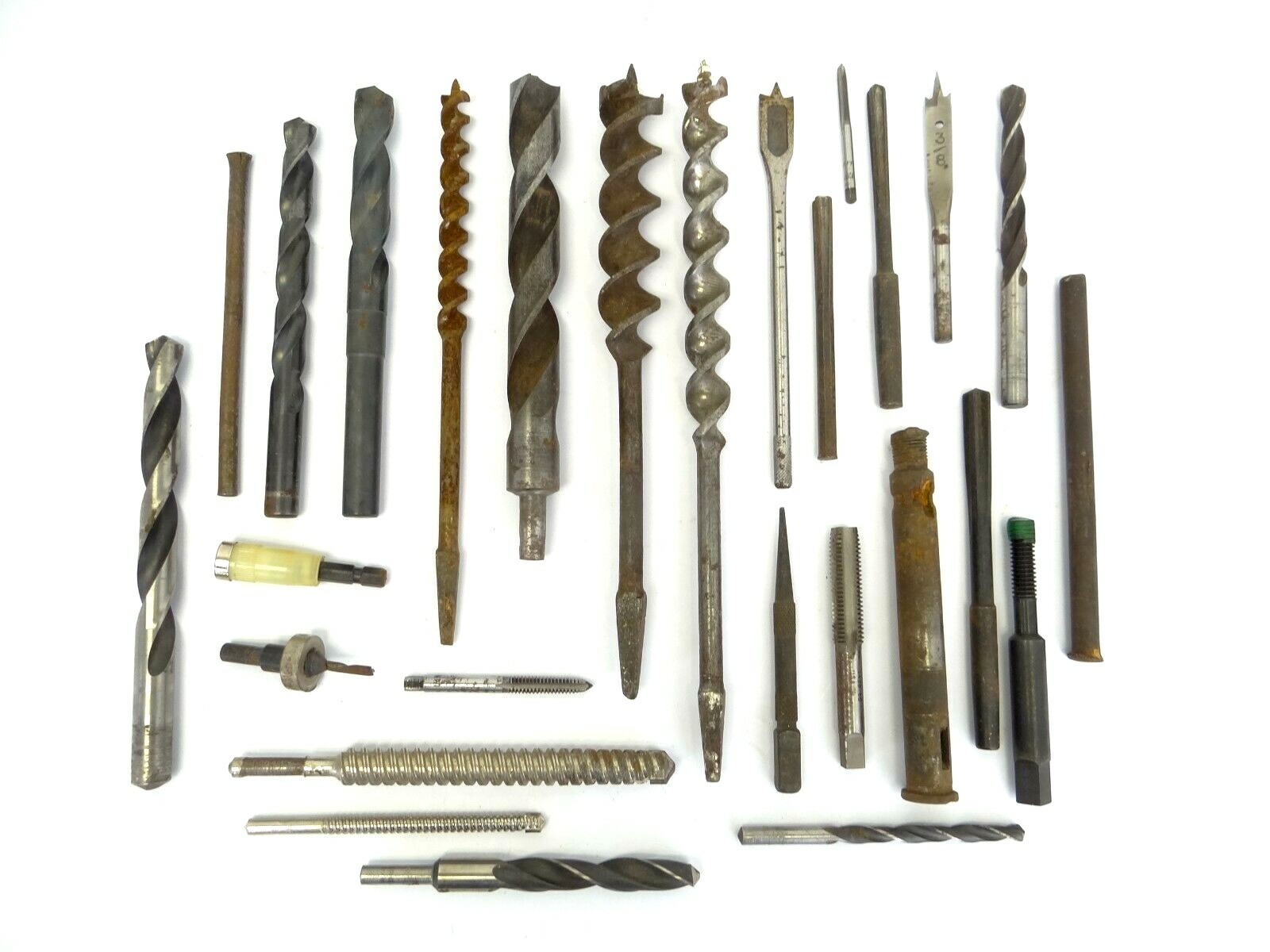 Mixed Lot of Steel & Iron Auger Drill Bits Hand Tool Parts USA Red Devil Stanley