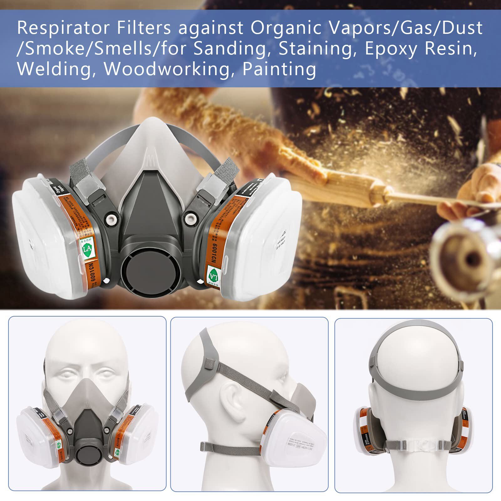 17 in1 Half Face Gas Mask Facepiece Spray Painting Respirator Safety Suit F 6200