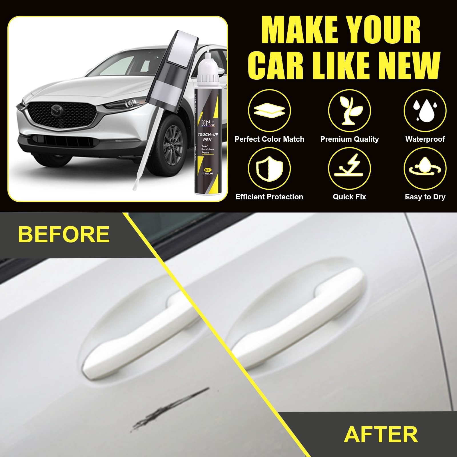 Soul Red Metallic Touch Up Paint for Mazda – 2-in-1 Scratch Repair Kit