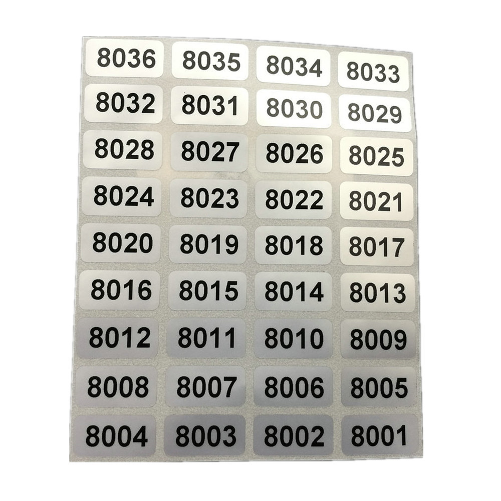 Consecutive Sequential Numbering Stickers 001 to 10000, Black on Silver Labels