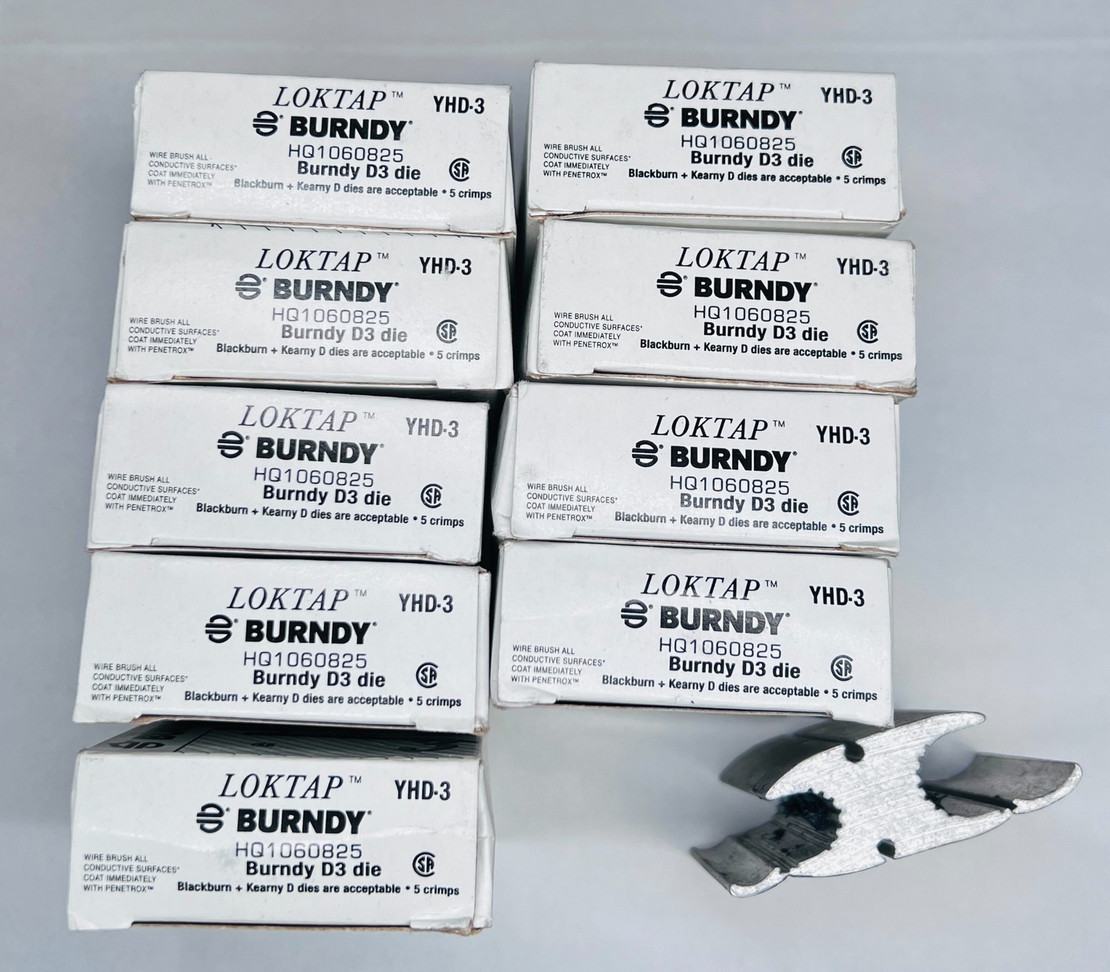 BURNDY YHD-3 LOKTAP Compression Line Tap Connector AL-AL or Al-Cu Lot of 10 Each