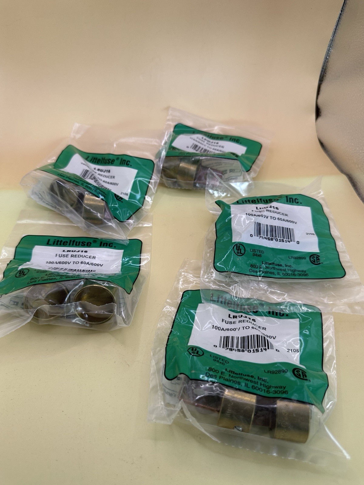 Box Of 5 Pair Littelfuse LRUJ16 Fuse Reducer 600v-ac