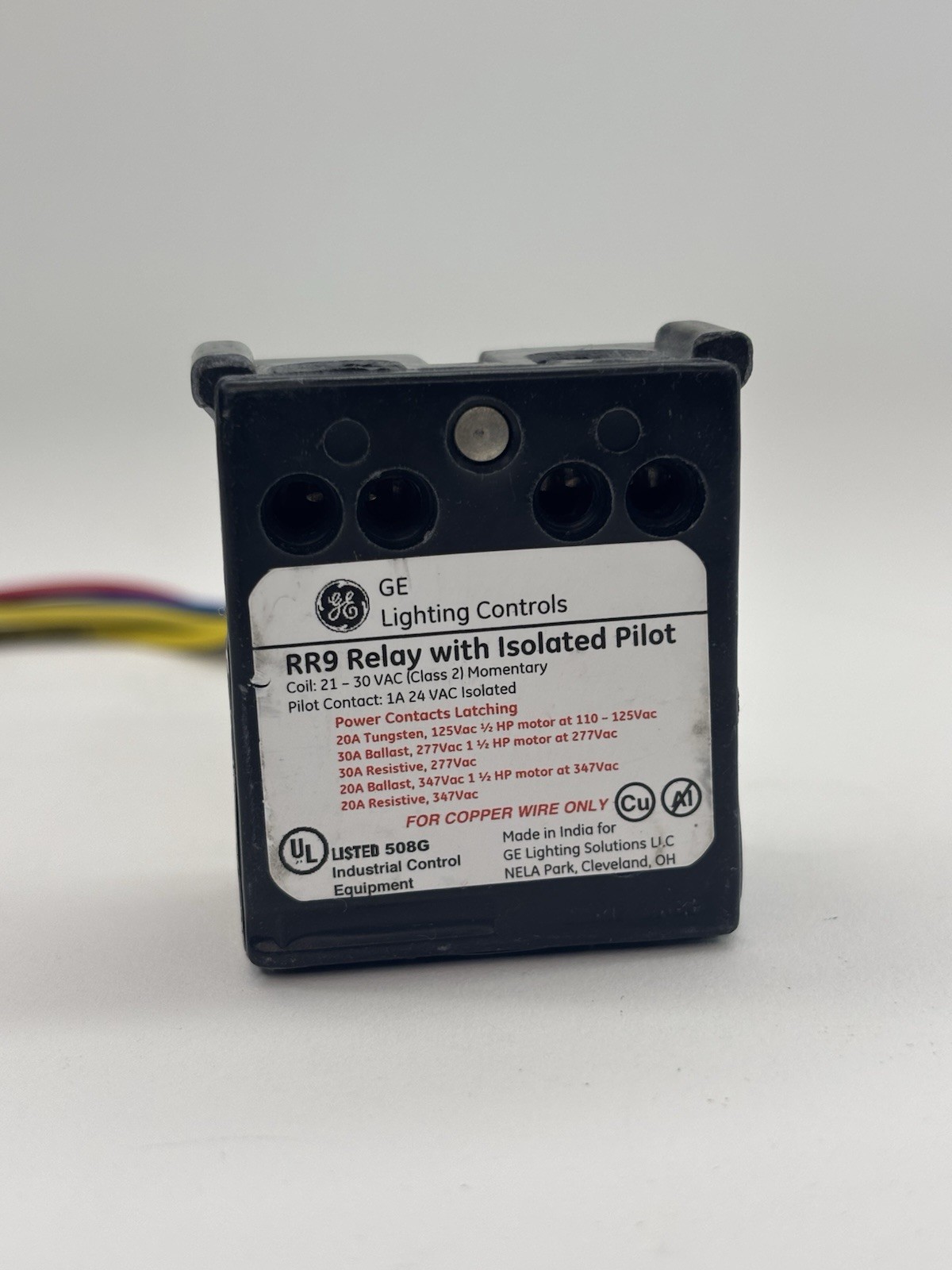 GE RR9 Lighting Relay W/ ISOLATED PILOT 24 VAC COIL 125/277 VAC 30 AMP UL Listed
