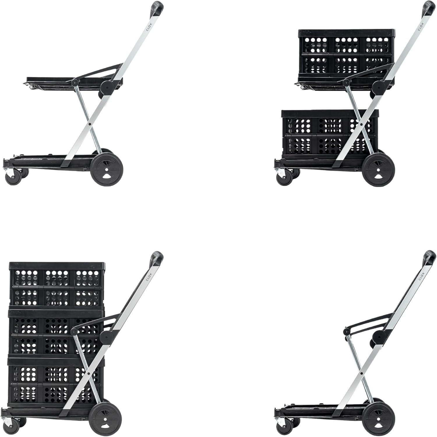 Compact Multi-Use Mobile Folding Trolley – Max 132 lbs | Black Shopping Carriage