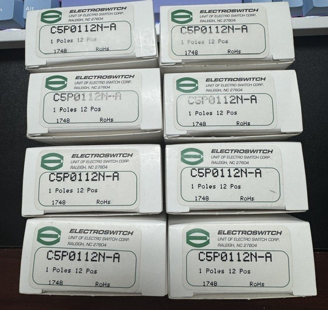 New Old Stock 8 Pc Electroswitch C5P0112N-A Rotary Switch 02-12POS/1P/1SECTION