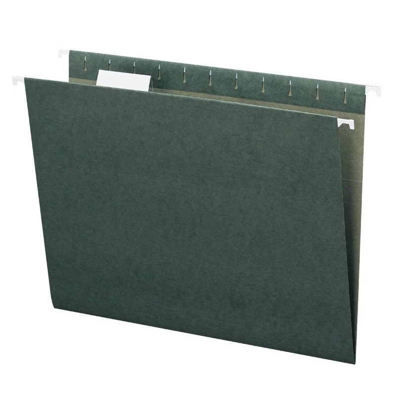 20ct Hanging File Folders Green: Paperboard Core, Organizer, 100 Sheets