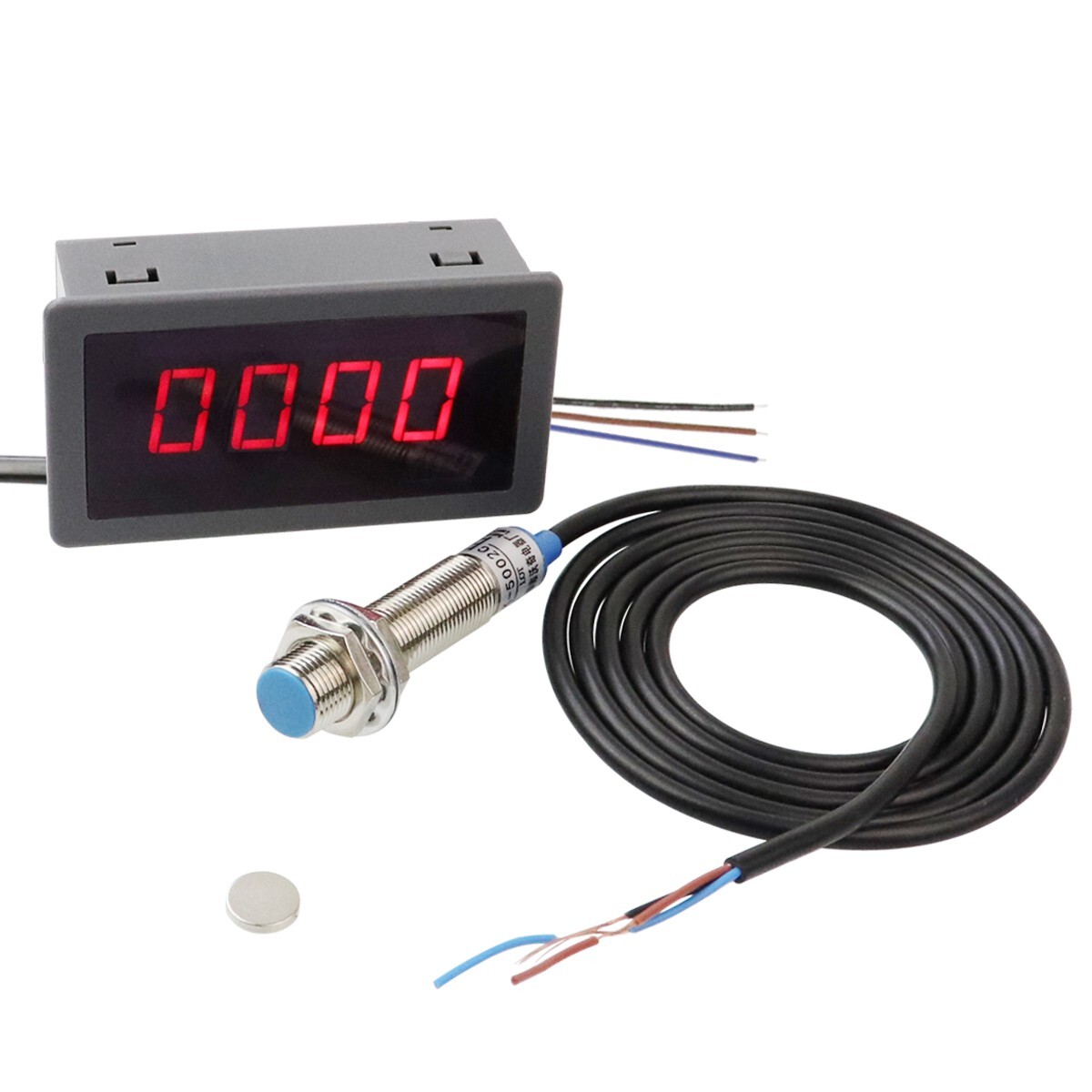 AC 110V 220V Digital Led Motor Speed Tachometer RPM 10-9999 Hall Meter Gauge