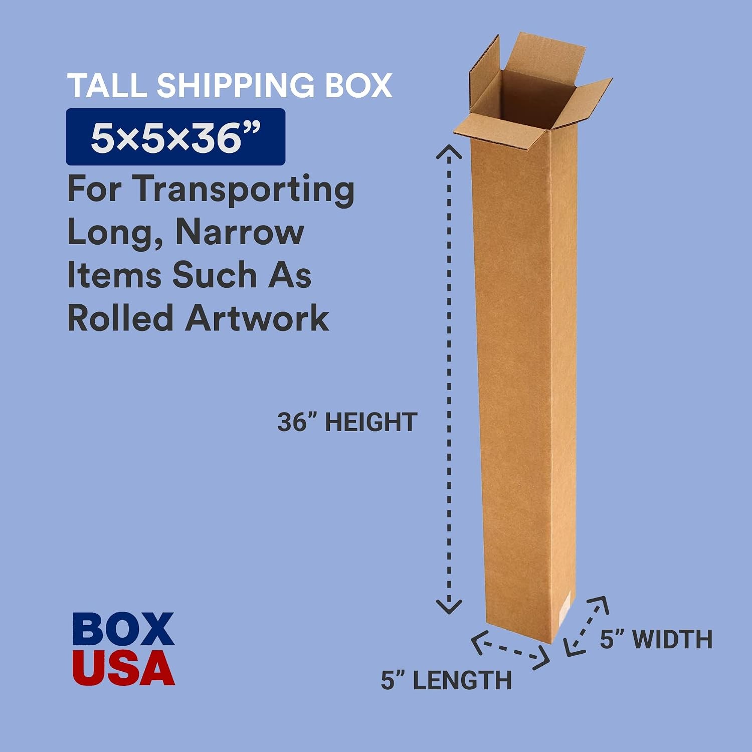 5x5x36 Tall Corrugated Boxes Tall 5L x 5W x 36H Pack of 25 Shipping Packaging