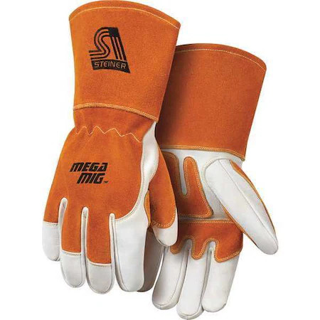 Steiner 0216-M Megamig Welding Gloves, Gauntlet Cuff, Straight Thumb, Premium