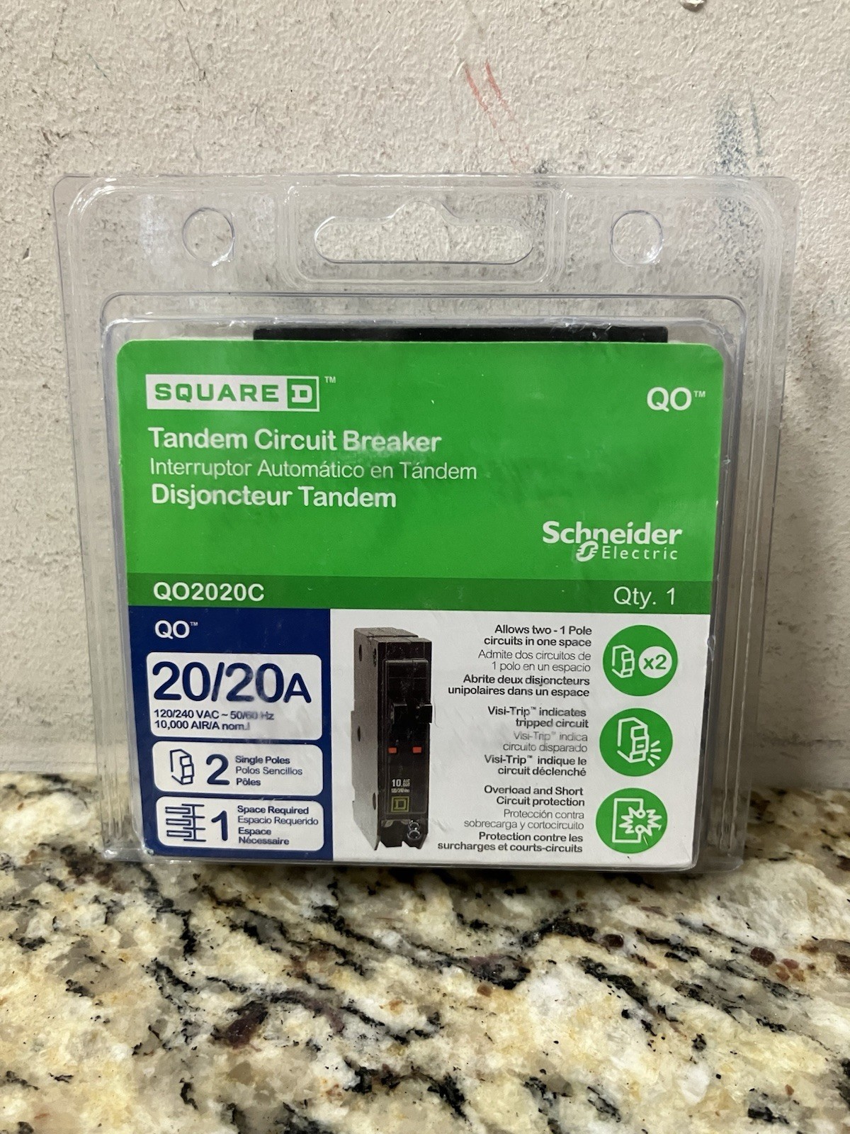Square D Schneider QO 20 Amp Tandem Circuit Breaker QO2020C
