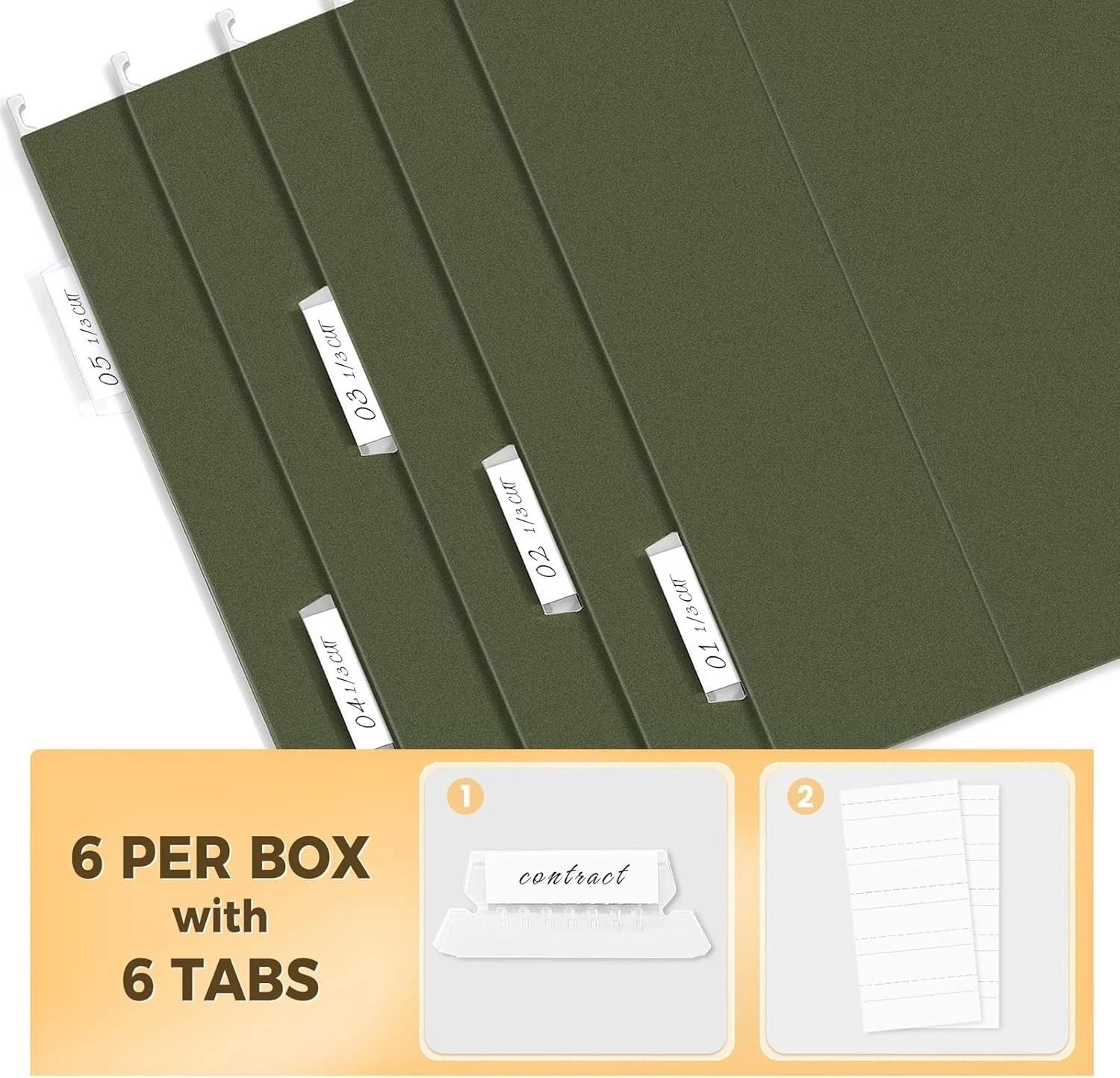Organize with Style: 6 Green Hanging File Folders for Home & Office, Letter Size