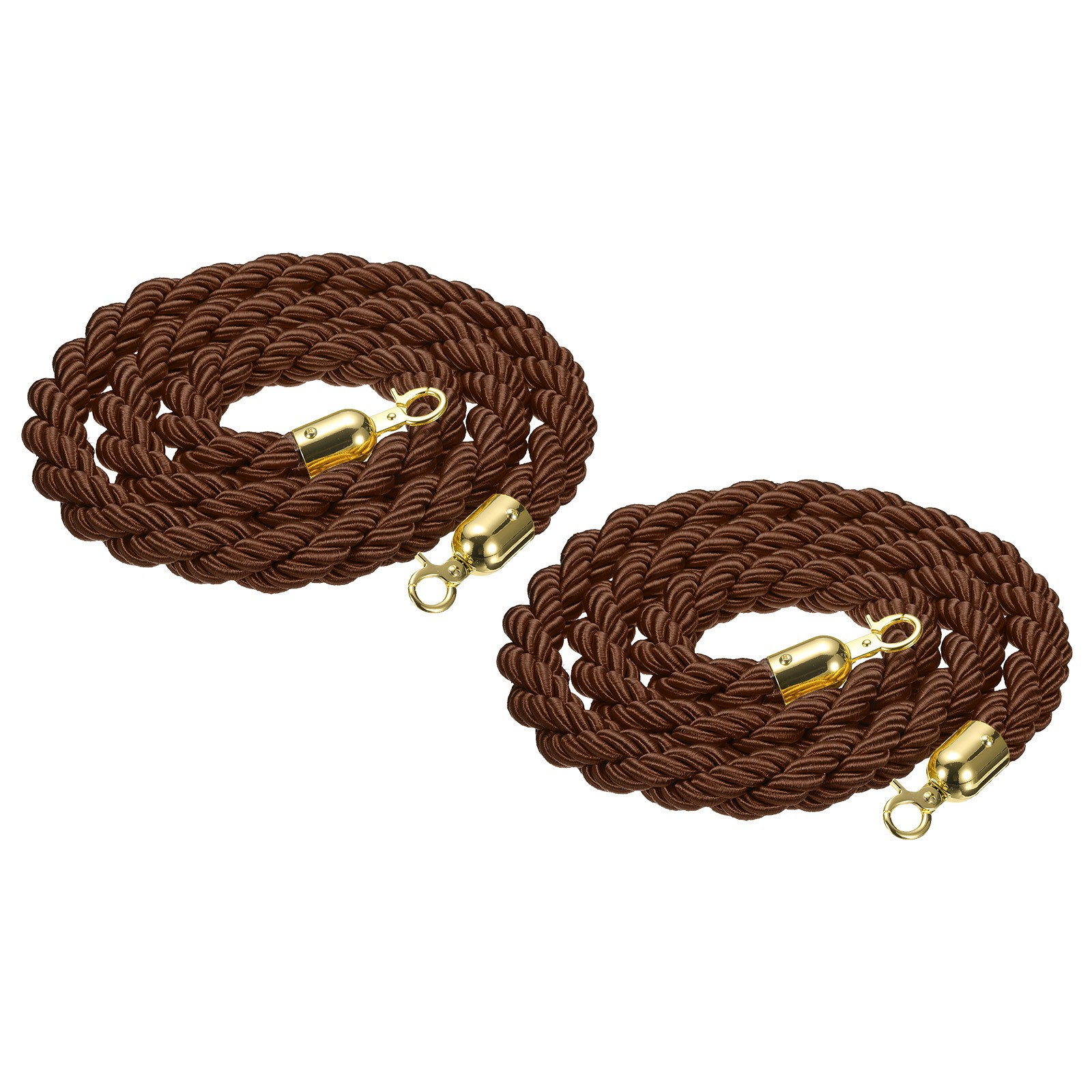 2 Pcs 6.6 Ft/2 m Twisted Stanchion Rope Barrier Rope with Hooks Coffee Golden