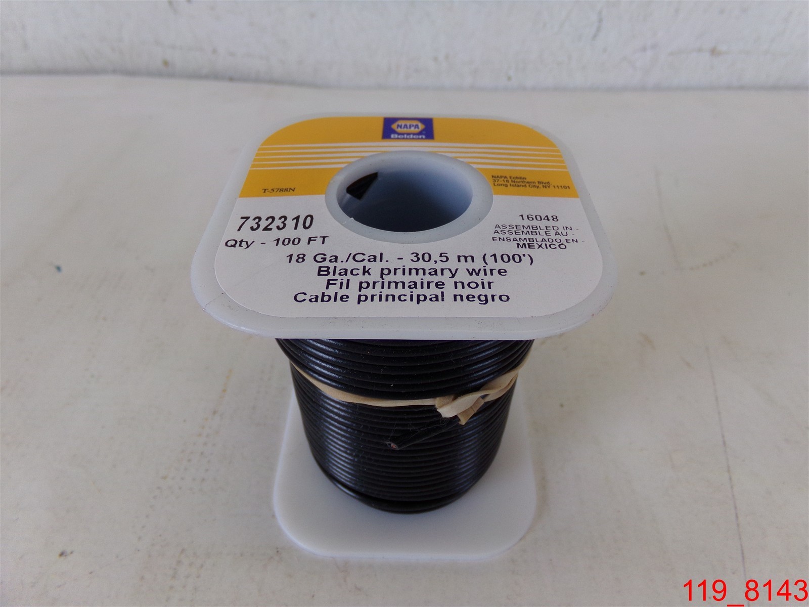 Qty=100 ft NAPA Belden 732310 18 Ga/Cal 30.5m Black Primary Wire