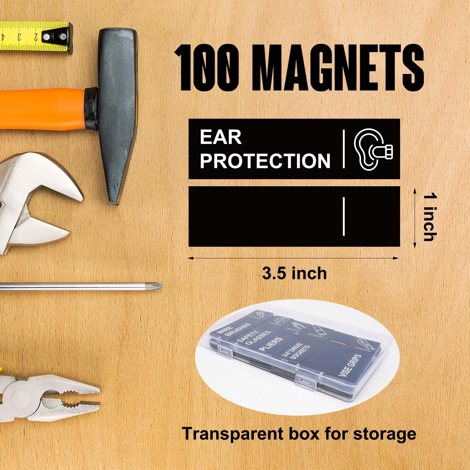 100PCS Magnetic Toolbox Labels Tool Chest Drawer Organizer Tags Pre Printed Set