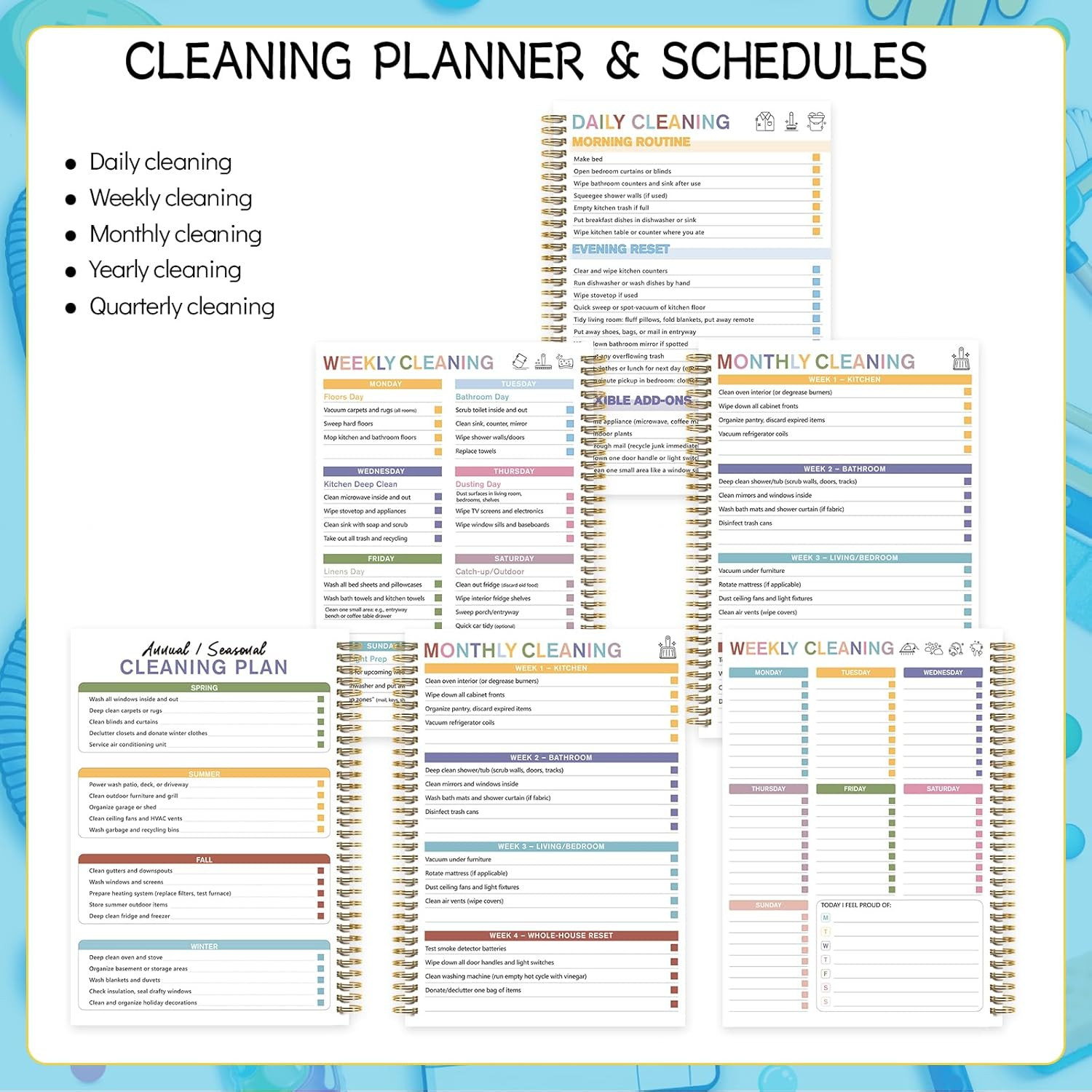 Reusable ADHD Cleaning Planner for Adults Teens, ADHD Daily Cleaning Schedule Ch