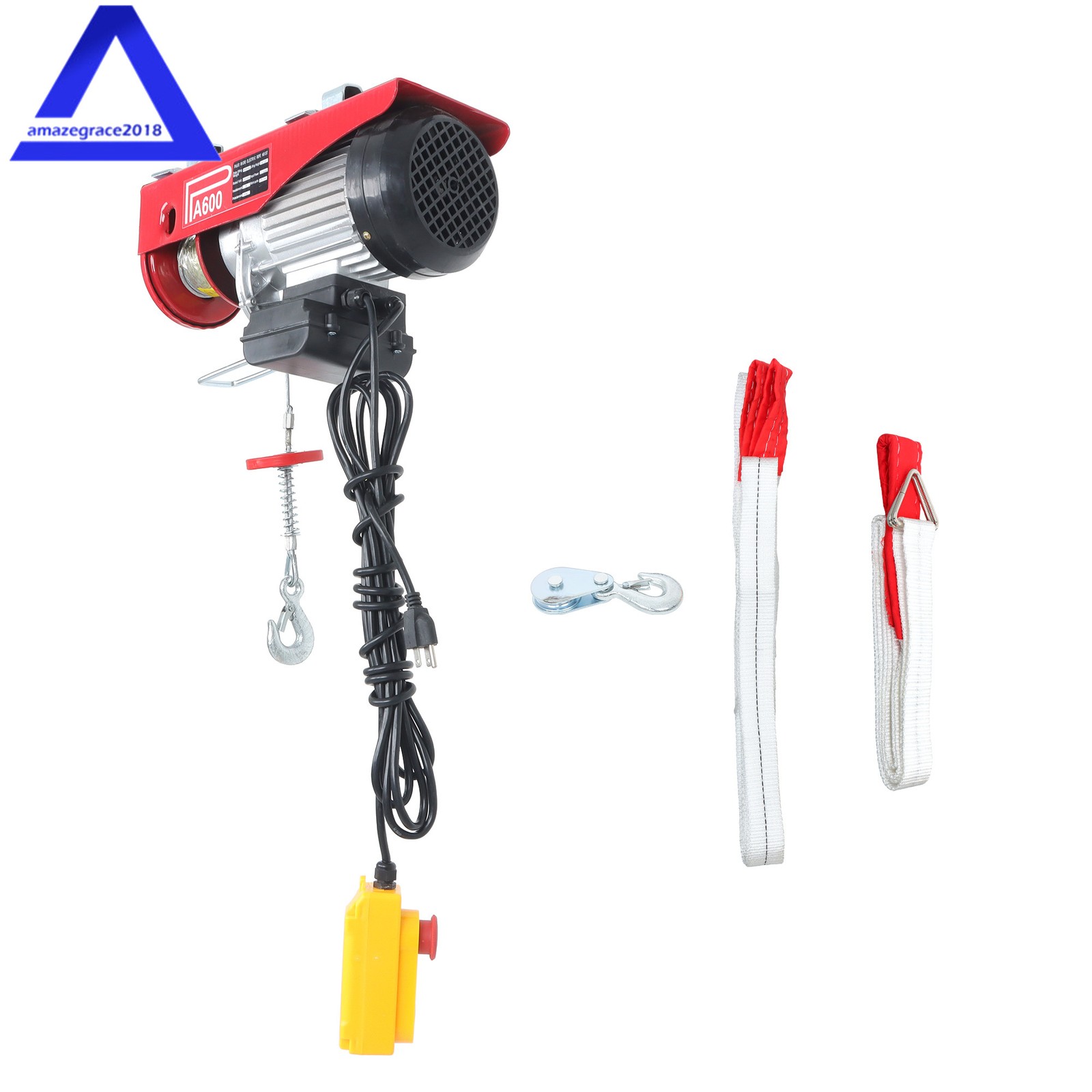 1320lbs Electric Winch 110V 1150W Mini Electric Hoist 14ft Wired Remote Control