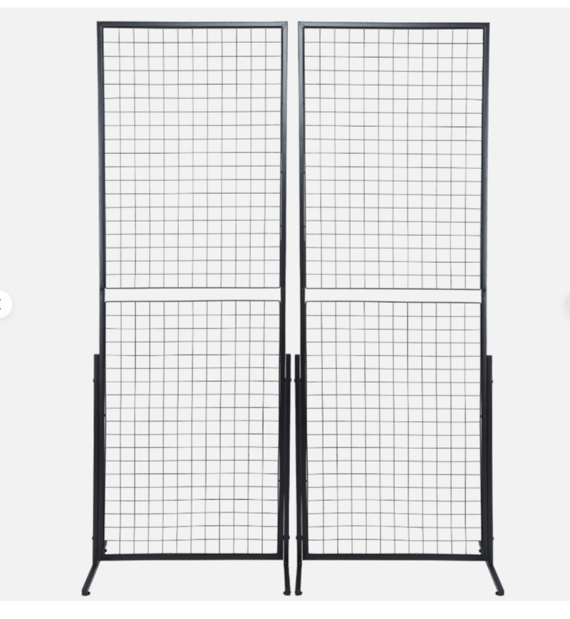 Gridwall Panel Tower with T-Base Floorstanding Display Kit, 2-Pack Black 2’x6′