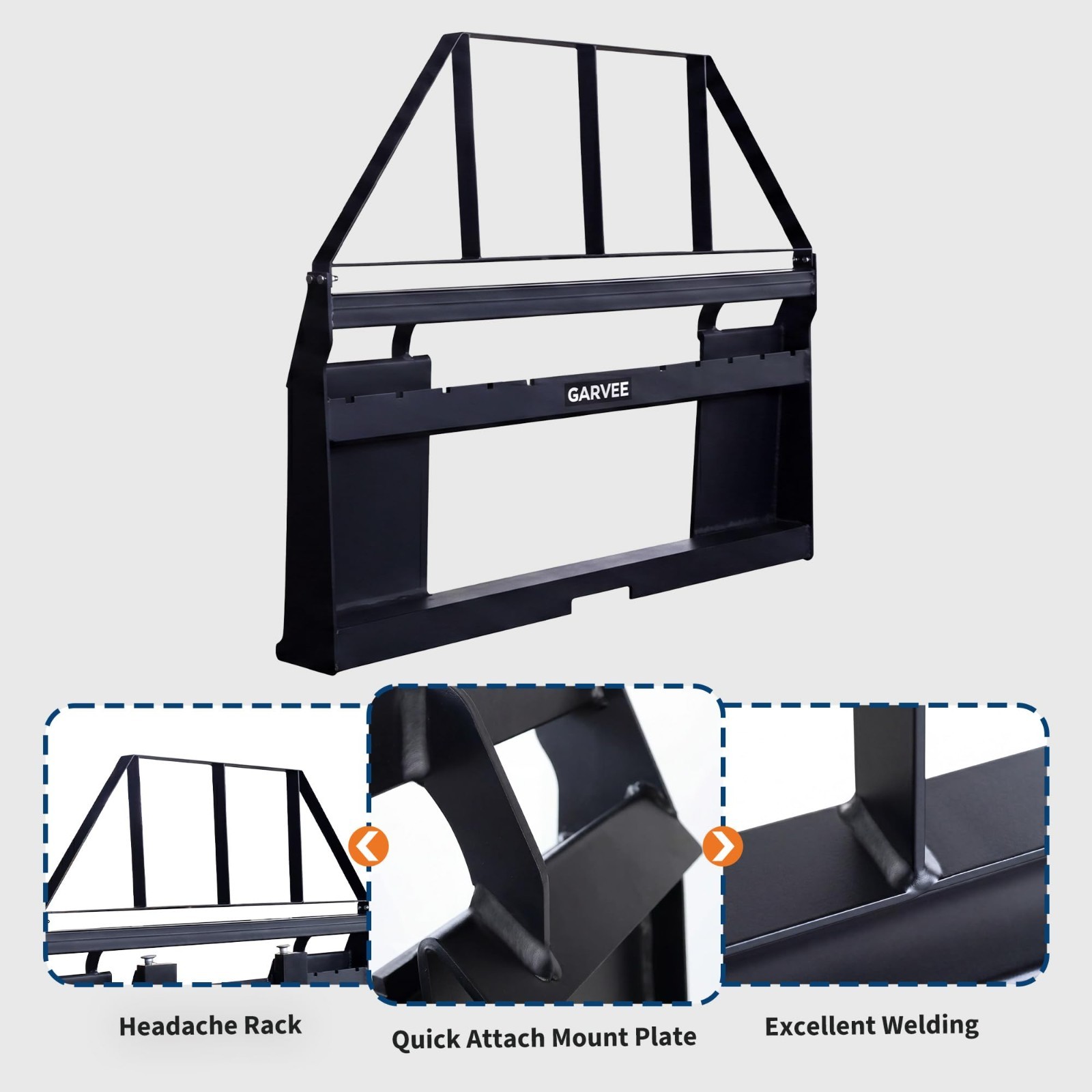 4000lbs Attachments Skid Steer Pallet Fork Frame, 45″ Pallet Fork 48″ Fork Blade