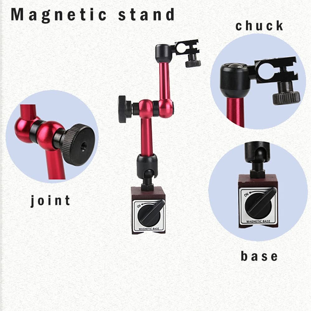 Oudtinx Red Adjustable Magnetic Base Holder for Digital Dial Indicator red