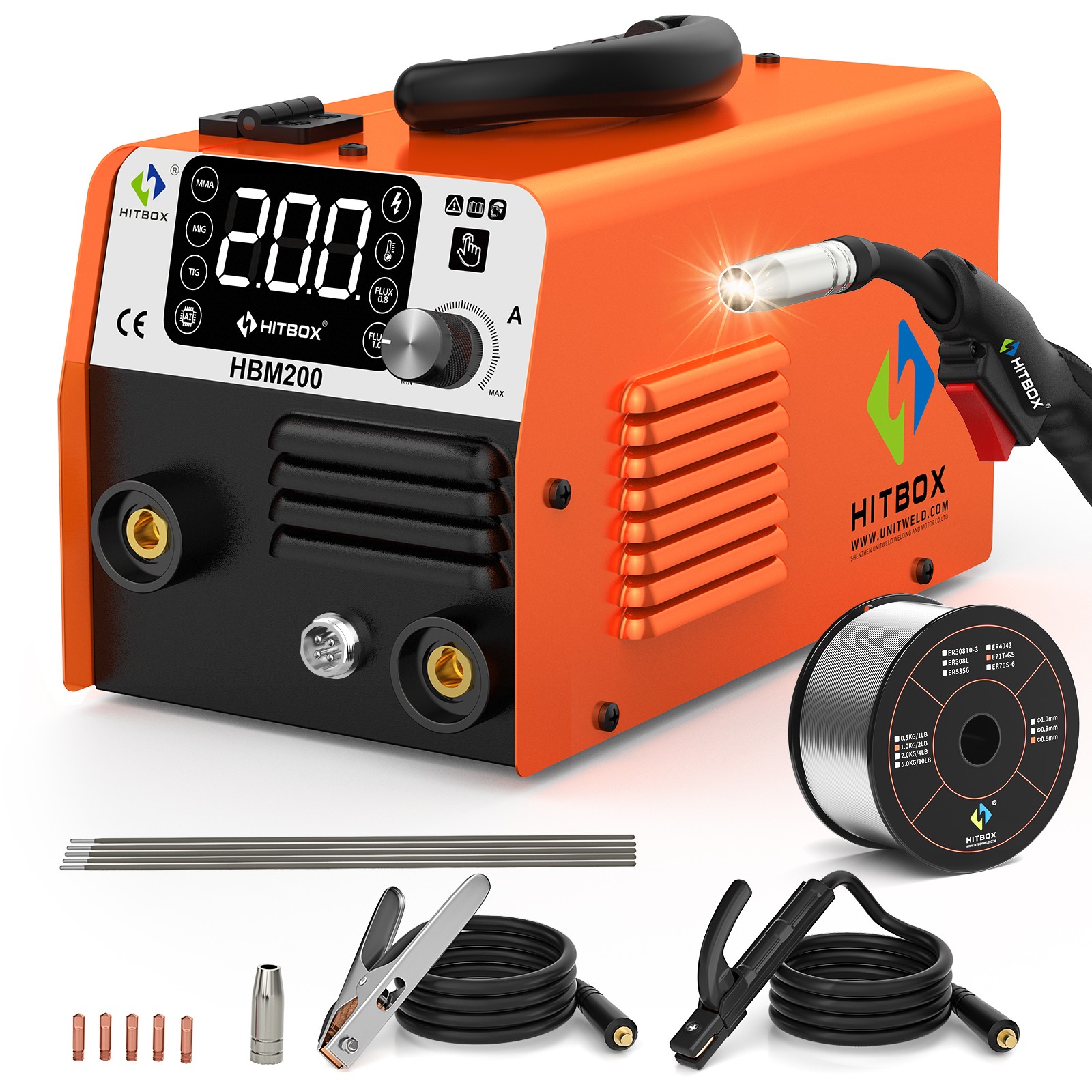 HBM200 3IN1 HITBOX 110V 200A MIG Welder ARC LIFT TIG MIG Gasless Welding Machine