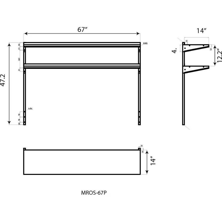 Atosa MROS-67P DOUBLE OVER SHELF 67″ WIDE FOR ATOSA MPF8202GR