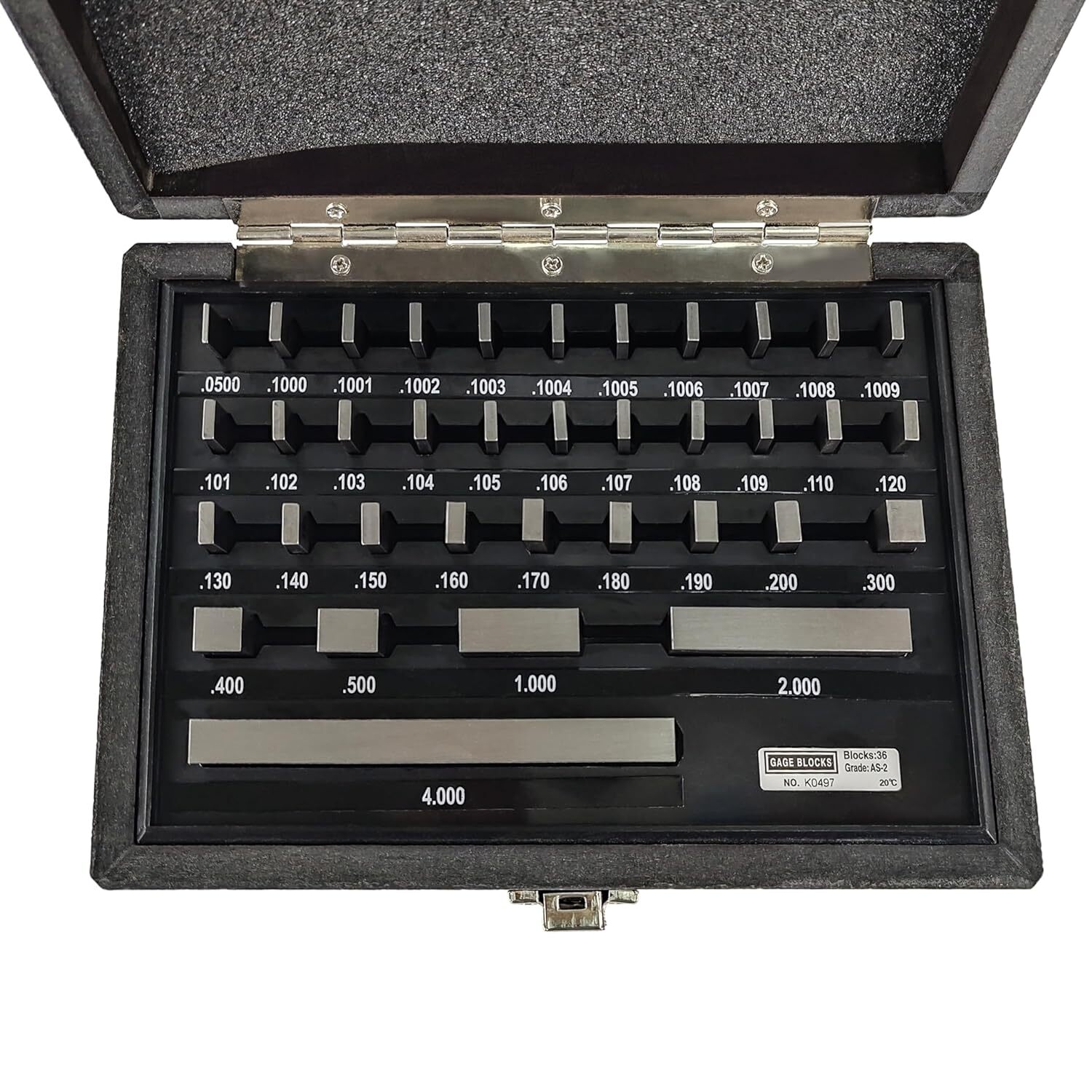 36 PCS Precision Gage Block Set, AS-2 Accuracy, Fully Seasoned Alloy Tool Steel,