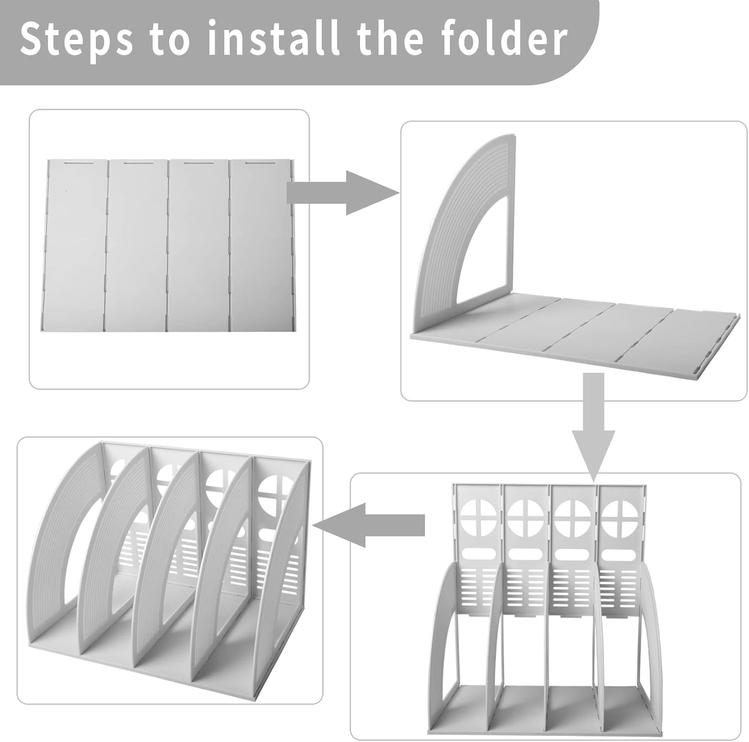 Magazine File Holder Desktop Book Organizer Plastic Storage Sturdy Vertical 4 Se