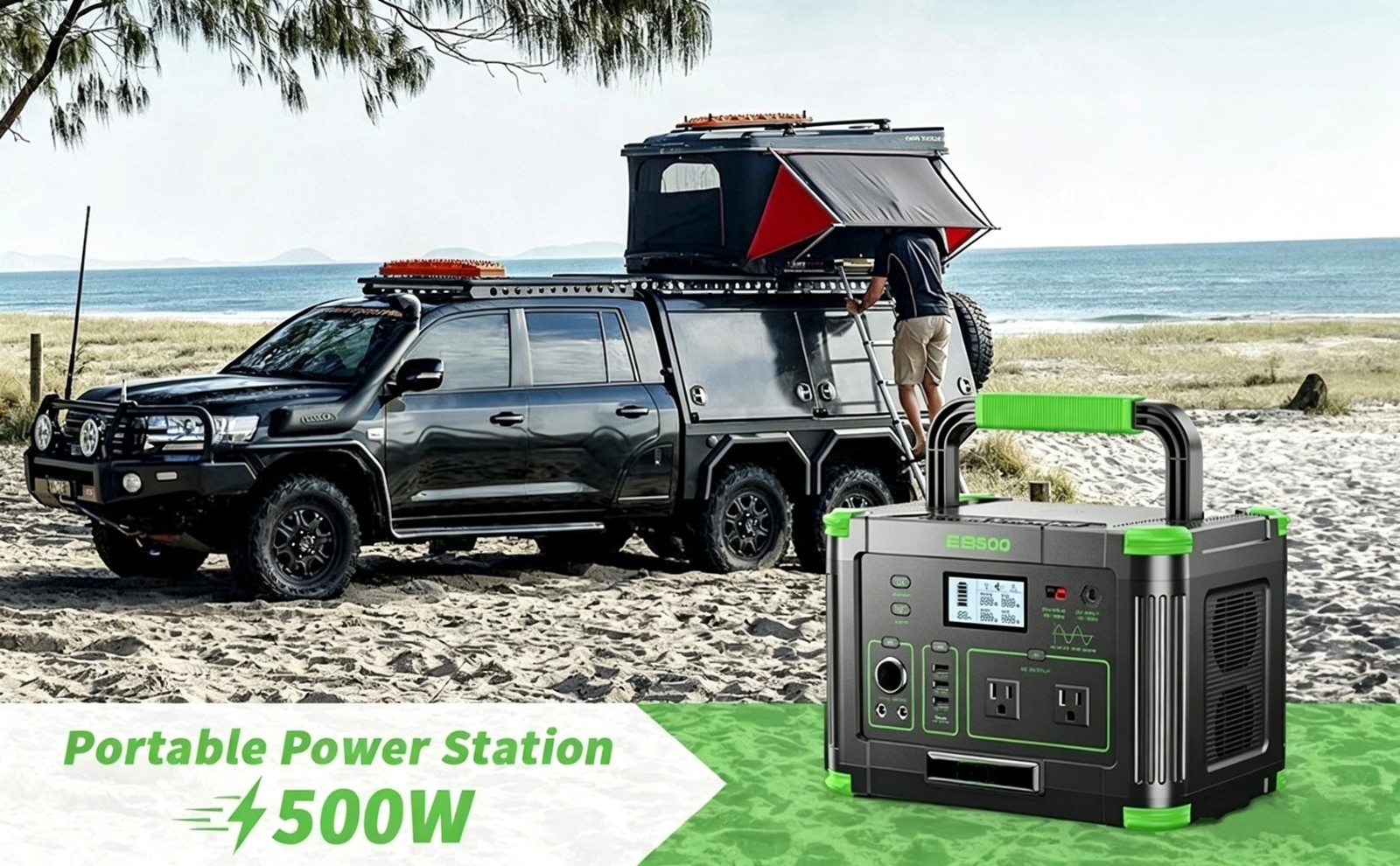 EBL 500W 519Wh Lithium-ion Battery Power Station Portable Solar Generator RV