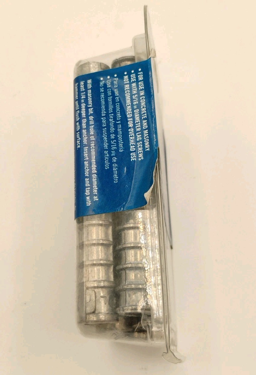 Everbilt Zinc Alloy Masonry Medium Duty 5/16″ X 1-3/4″ Lag Shields 20 PK, New