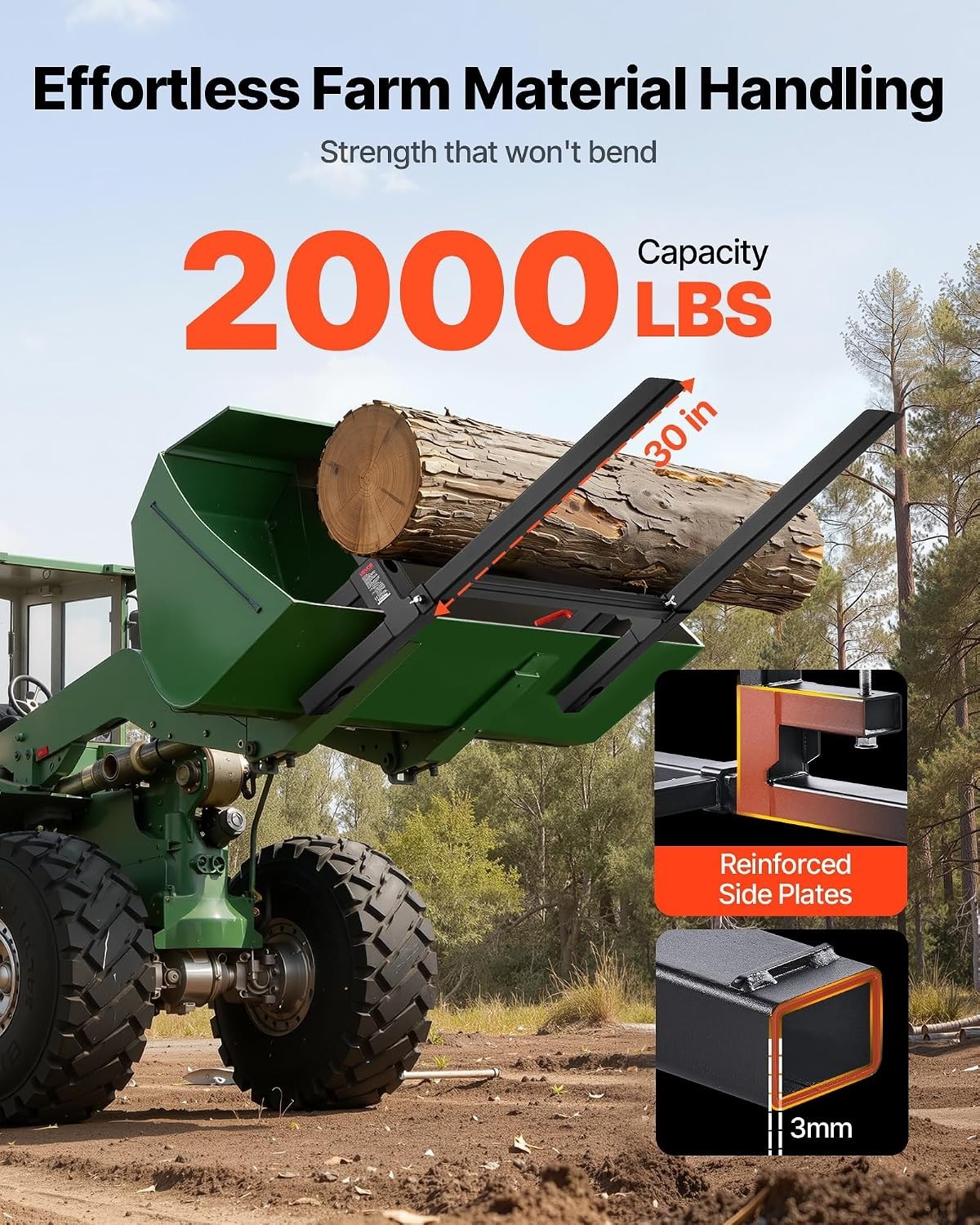 Vevor Clamp On Pallet Forks 2000 Lb 43 Inch Tractor Loader