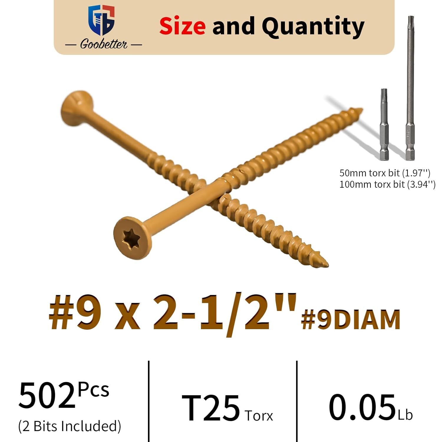 #8 #9 #10 Deck Screws T25 Torx Drive Self Tapping Wood Decking Fencing Screws US